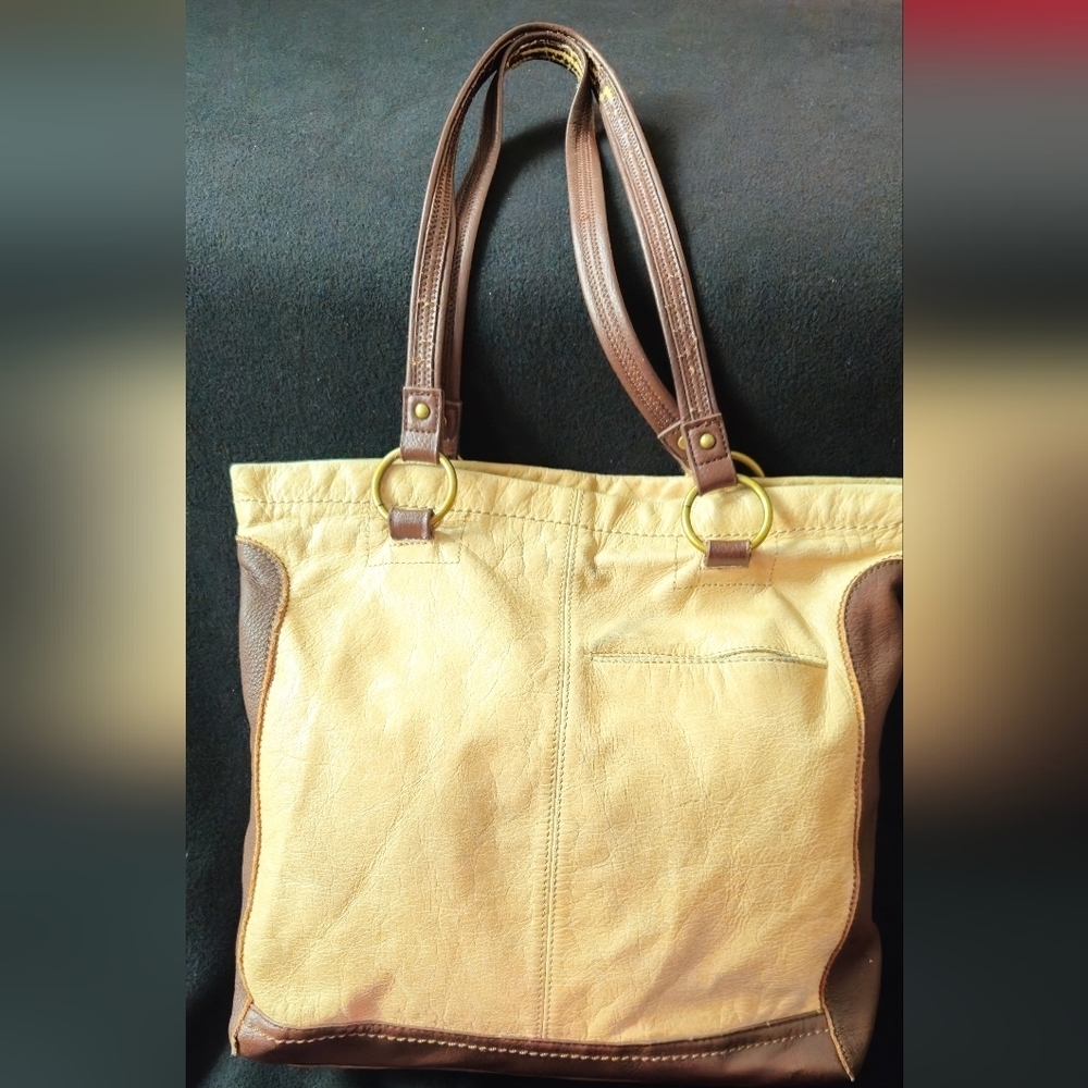 The Sak Iris Brown and Tan Leather Tote Bag - Picture 3 of 10